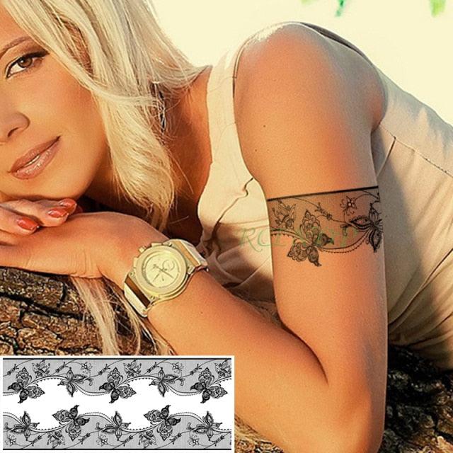 57 Sheets Temporary Tattoo Stickers Set Waterproof Temporary Tattoo Waist Arm Modern Stylish Big Black Tattoos For Womens Mens