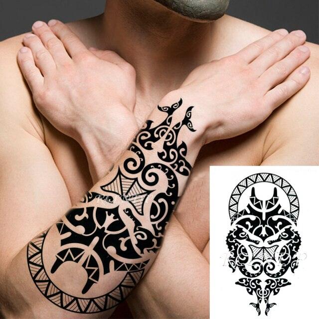 57 Sheets Temporary Tattoo Stickers Set Waterproof Temporary Tattoo Waist Arm Modern Stylish Big Black Tattoos For Womens Mens