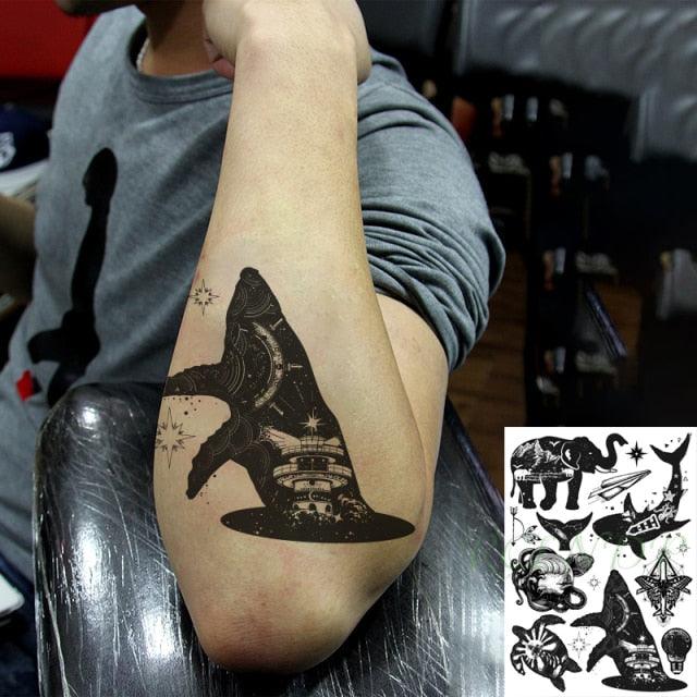 57 Sheets Temporary Tattoo Stickers Set Waterproof Temporary Tattoo Waist Arm Modern Stylish Big Black Tattoos For Womens Mens