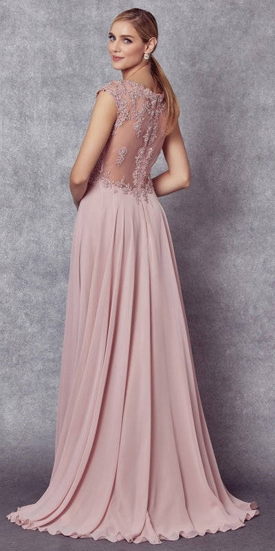 Juliet 585 A-Line Gown Cap Sleeve Empire Waist Full Length