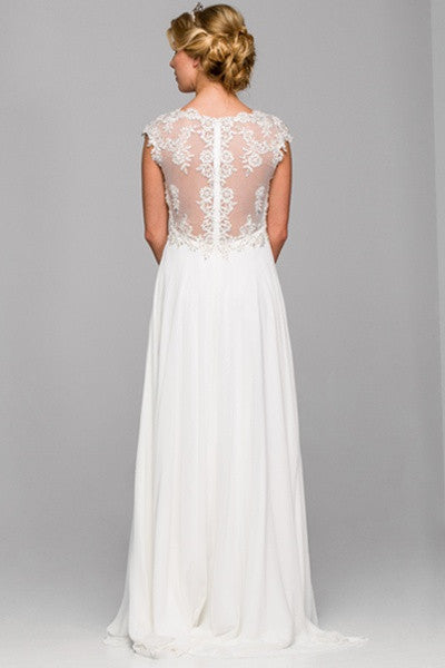 Juliet 585 A-Line Gown Cap Sleeve Empire Waist Full Length
