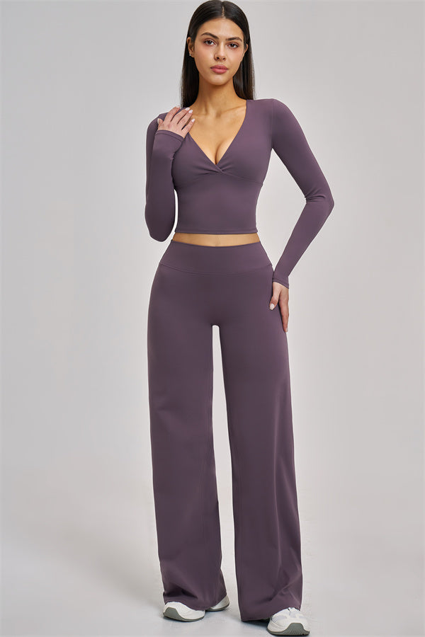 The Swoon Long Sleeve Crop top Flared Leggings 2-Piece Set