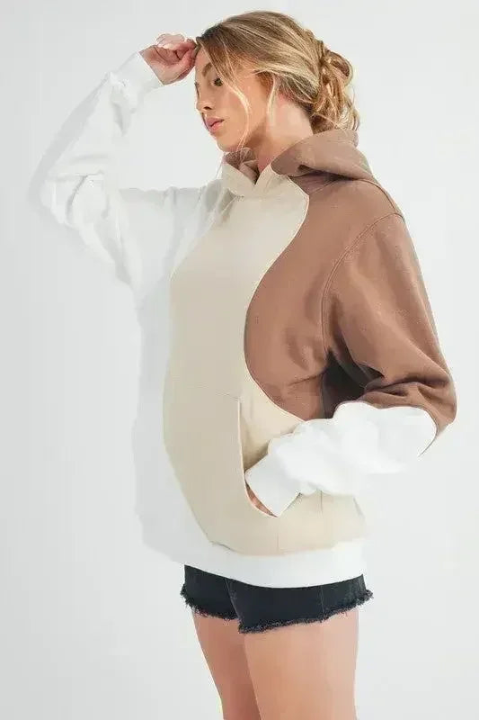Color Block Hoodie - Kangaroo Pocket Pullover | Aemi + Co | Femstylo