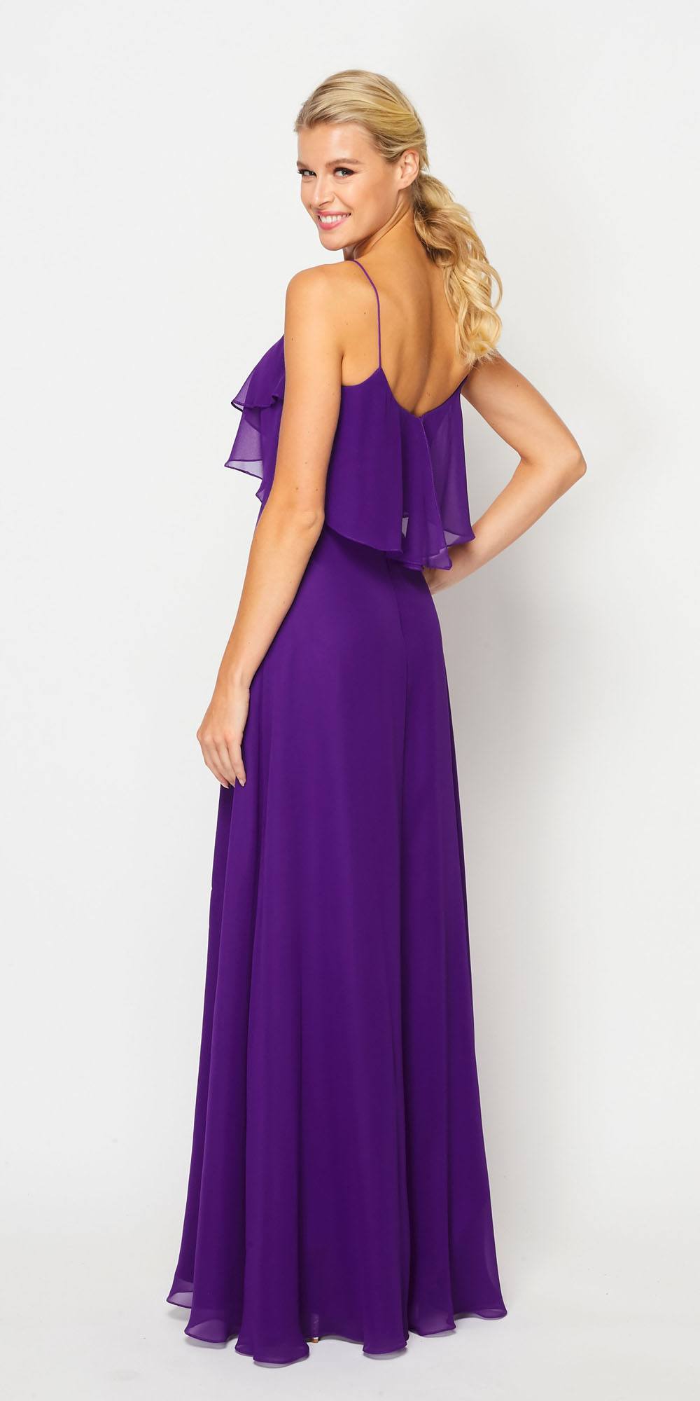 Juliet 591 Long Bridesmaid Dress Ruffled Bodice