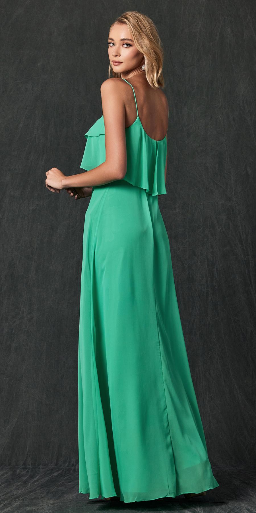 Juliet 591 Long Bridesmaid Dress Ruffled Bodice