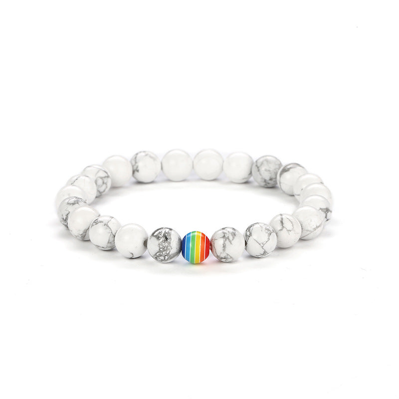2Pcs/set White Black Couple Magnetic Bracelets Natural Stone Matching Bracelet Magnetic Beaded Bracelets Set Attraction Friendship Relationship Wish Bracelet Gift For Women Men Him Her Best Friends