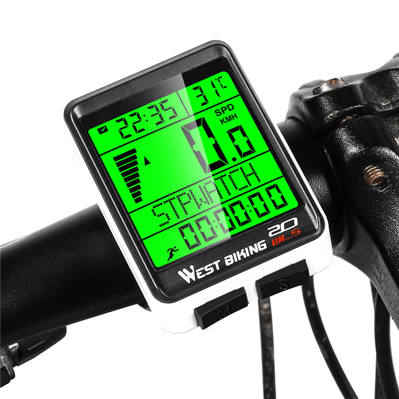 Bicycle Computer Road Bike Table Light Wired Wireless Waterproof Luminous Speedometer Waterproof Cycling Odometer Smart Sensor Auto Wake-Up Multi-Function Bicycle Speed Tracker With LCD Backlight Display
