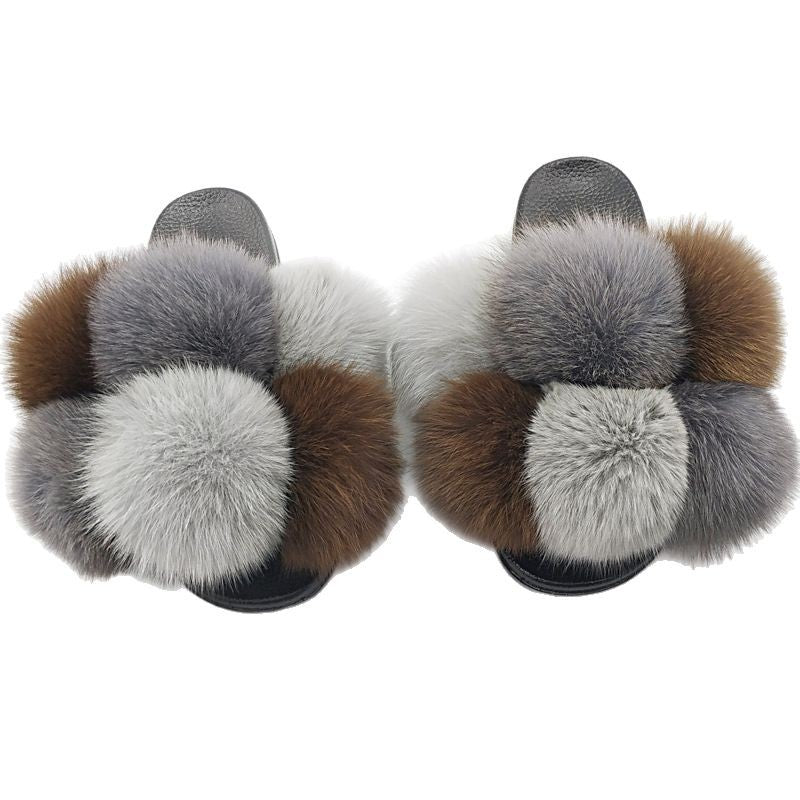 New SeasonSummer Women Slippers Faux Fur Slides For Women Fluffy Slippers House Shoes Woman Slippers Open Toe Fuzzy Fur Slippers Girls Fluffy House Slides Outdoor Indoor Slippers