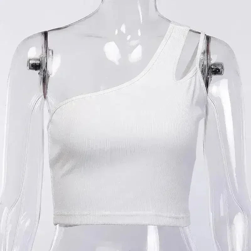 Glamaker One-Shoulder Drawstring Crop Top - Sexy Bodycon