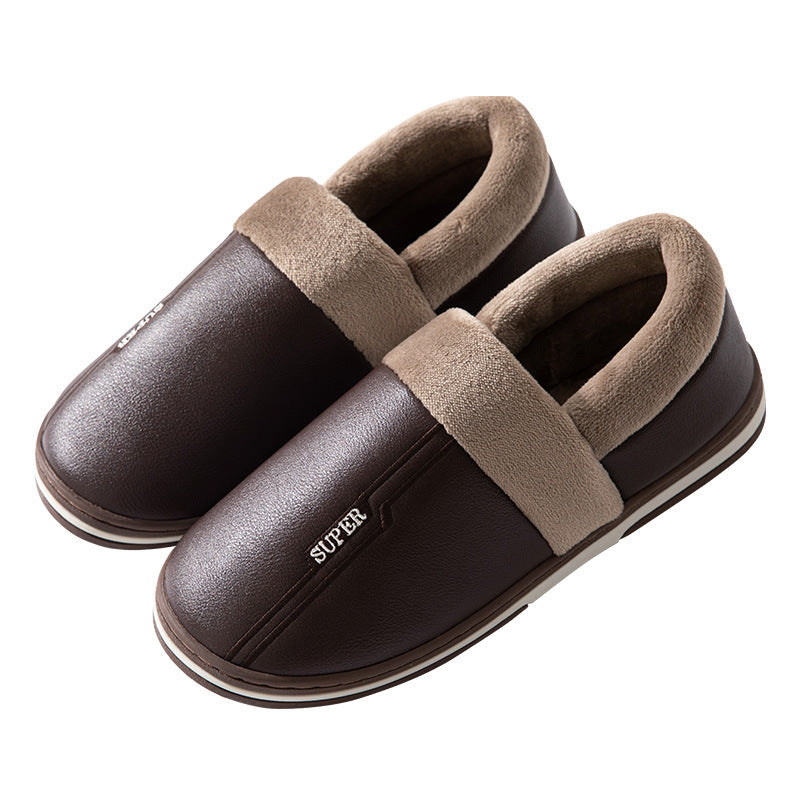 Waterproof Indoor Shoes Womans Mens Winter Home Slippers Faux Leather Warm Plush House Floor Slipper Anti-slip Footwear Women's Cozy Memory Foam Slippers With Warm Plush Fur Lining