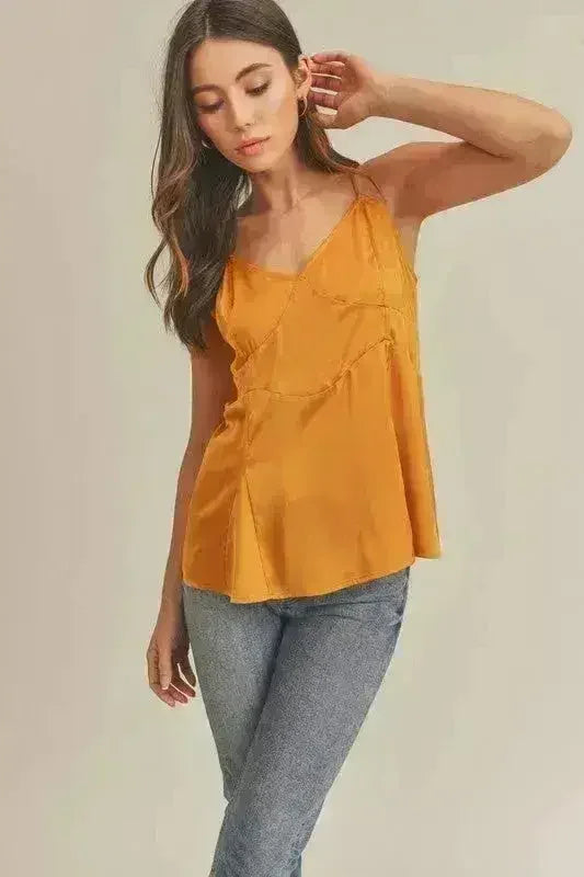 Tie Back V-Neck Cami Top Backless Sleeveless - Femstylo