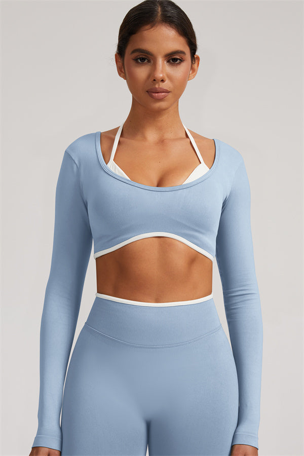 The Elevate Long Sleeve Crop top Shorts 2-Piece Set