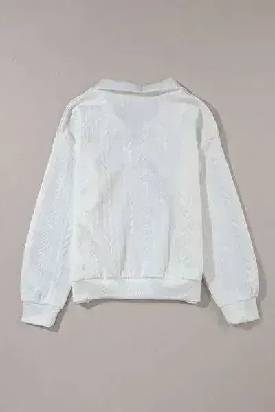 Textured Quarter Zip Long Sleeve Sweatshirt