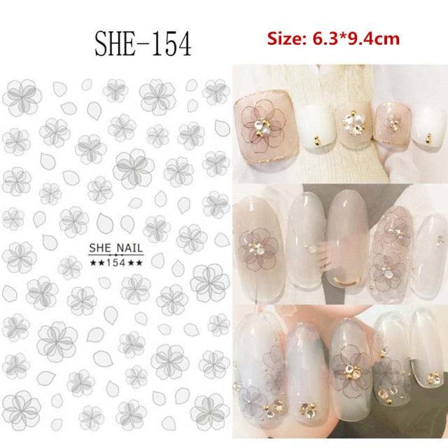 5D Embossed Nail Sticker Colorful Flower With Textured Water Slider Water Decal Nail Art Self Adhesive DIY Decal Sticker Tips Decoration Adhesive Abstract Face Curve Graffiti Nail Design for Acrylic Nail Supplies Designer Nail Decorations for Women Girls