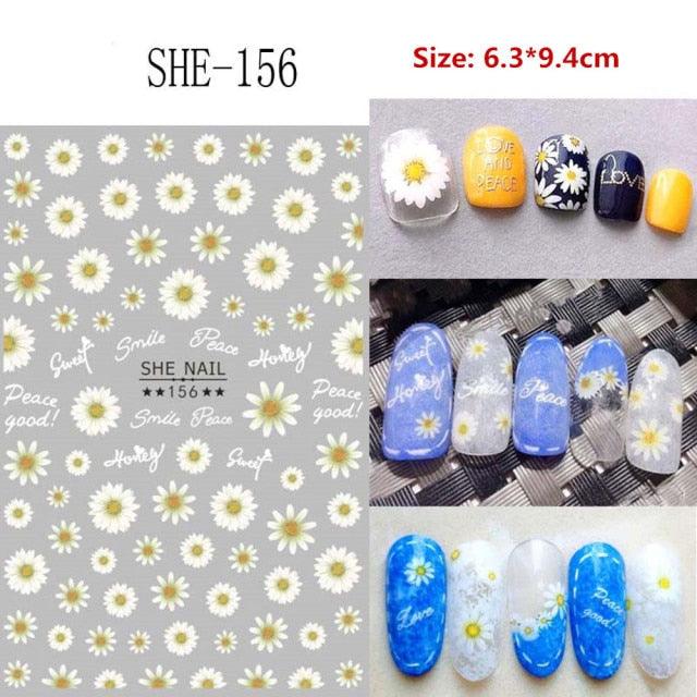 5D Embossed Nail Sticker Colorful Flower With Textured Water Slider Water Decal Nail Art Self Adhesive DIY Decal Sticker Tips Decoration Adhesive Abstract Face Curve Graffiti Nail Design for Acrylic Nail Supplies Designer Nail Decorations for Women Girls