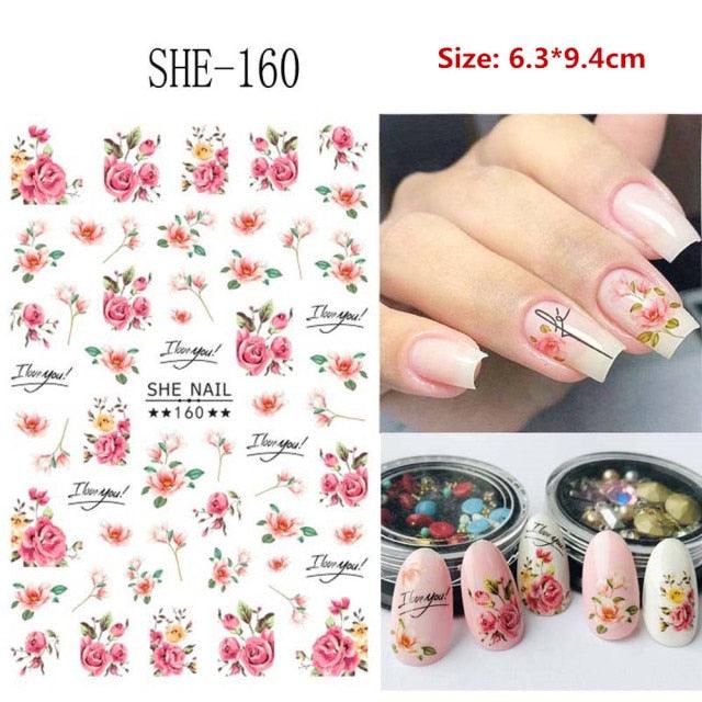 5D Embossed Nail Sticker Colorful Flower With Textured Water Slider Water Decal Nail Art Self Adhesive DIY Decal Sticker Tips Decoration Adhesive Abstract Face Curve Graffiti Nail Design for Acrylic Nail Supplies Designer Nail Decorations for Women Girls