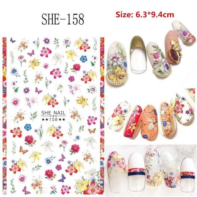 5D Embossed Nail Sticker Colorful Flower With Textured Water Slider Water Decal Nail Art Self Adhesive DIY Decal Sticker Tips Decoration Adhesive Abstract Face Curve Graffiti Nail Design for Acrylic Nail Supplies Designer Nail Decorations for Women Girls