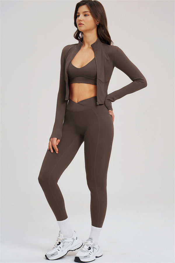 The Sizzle Zip Jacket Sports Bra Leggings 3-Piece Set
