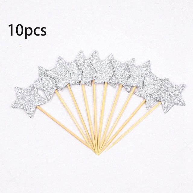 5PCs Love Happy Birthday Cake Toppers Heart Stars And Crown Stars In Various Shapes And Colors Acrylic Cake Topper Happy Birthday Cake Topper Cake Decoration Crown Stars Cupcake Topper Flags For Wedding Kids Birthday Party Supplies Cake Decoration