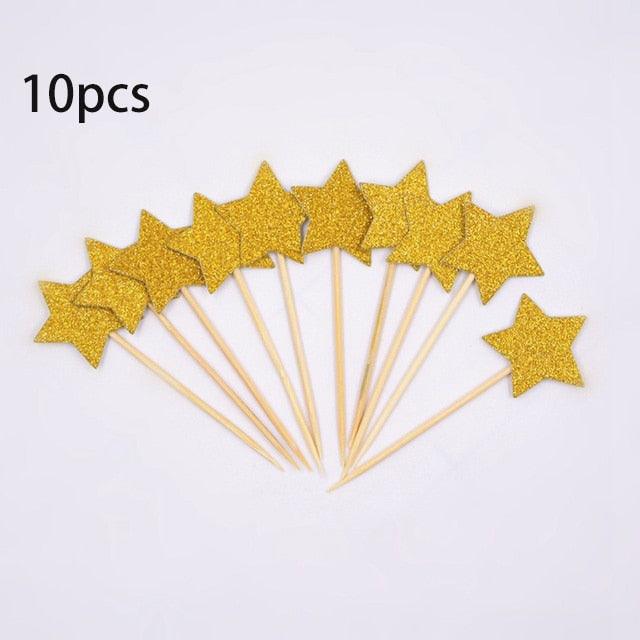 5PCs Love Happy Birthday Cake Toppers Heart Stars And Crown Stars In Various Shapes And Colors Acrylic Cake Topper Happy Birthday Cake Topper Cake Decoration Crown Stars Cupcake Topper Flags For Wedding Kids Birthday Party Supplies Cake Decoration