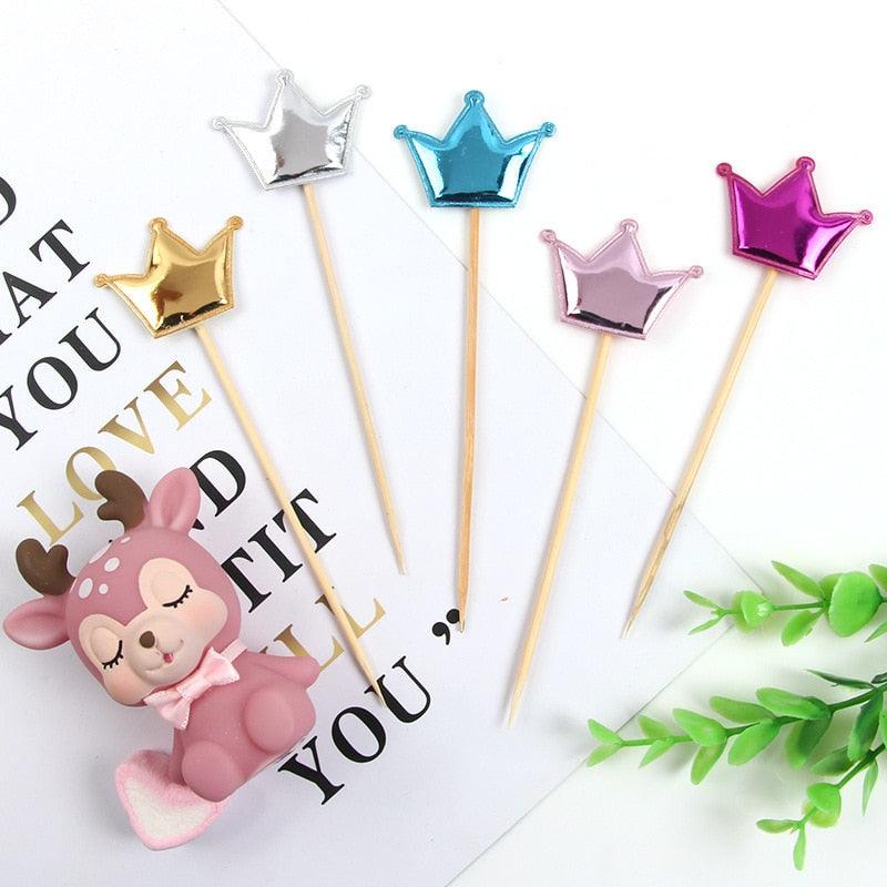 5PCs Love Happy Birthday Cake Toppers Heart Stars And Crown Stars In Various Shapes And Colors Acrylic Cake Topper Happy Birthday Cake Topper Cake Decoration Crown Stars Cupcake Topper Flags For Wedding Kids Birthday Party Supplies Cake Decoration