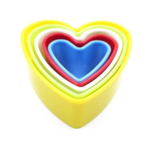 5Pcs/set Silicone Heart Star Xmas Tree Shape Cookies Cutter Molds Biscuit Plunger Forms For Baking Mousse Cake Decor Tools Cookie Cutter Set Biscuit Cutter Set Multi-size Sandwich Fondant Cake Cutter