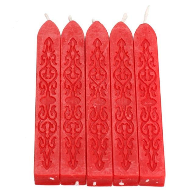 5pcs/set Wax Stick Vintage Engraving Design Colorful Candle Sealing Wax Sticks Seal Wax Sticks With Wicks Multi-Color Seal Wax for Wax Seal Stamp Square Style Sealing Wax With Wick Creative Fire Paint Sealing Wax