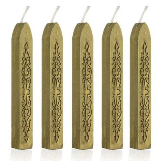 5pcs/set Wax Stick Vintage Engraving Design Colorful Candle Sealing Wax Sticks Seal Wax Sticks With Wicks Multi-Color Seal Wax for Wax Seal Stamp Square Style Sealing Wax With Wick Creative Fire Paint Sealing Wax