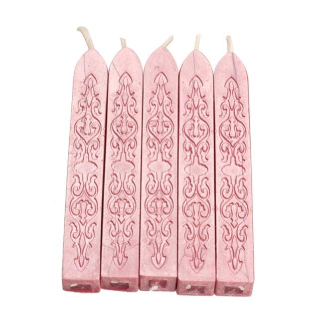 5pcs/set Wax Stick Vintage Engraving Design Colorful Candle Sealing Wax Sticks Seal Wax Sticks With Wicks Multi-Color Seal Wax for Wax Seal Stamp Square Style Sealing Wax With Wick Creative Fire Paint Sealing Wax