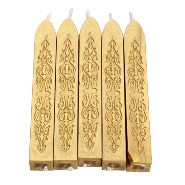 5pcs/set Wax Stick Vintage Engraving Design Colorful Candle Sealing Wax Sticks Seal Wax Sticks With Wicks Multi-Color Seal Wax for Wax Seal Stamp Square Style Sealing Wax With Wick Creative Fire Paint Sealing Wax