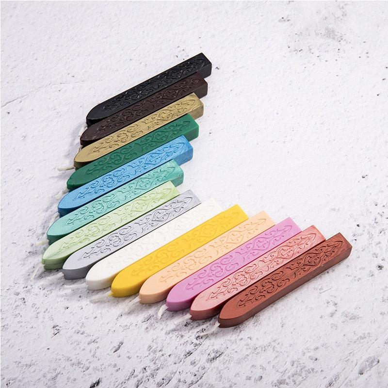 5pcs/set Wax Stick Vintage Engraving Design Colorful Candle Sealing Wax Sticks Seal Wax Sticks With Wicks Multi-Color Seal Wax for Wax Seal Stamp Square Style Sealing Wax With Wick Creative Fire Paint Sealing Wax