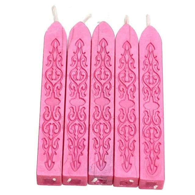 5pcs/set Wax Stick Vintage Engraving Design Colorful Candle Sealing Wax Sticks Seal Wax Sticks With Wicks Multi-Color Seal Wax for Wax Seal Stamp Square Style Sealing Wax With Wick Creative Fire Paint Sealing Wax