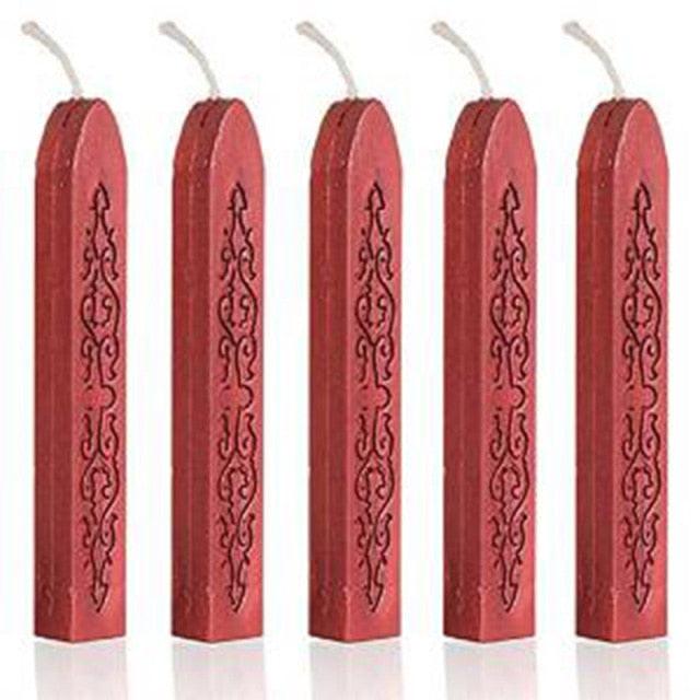 5pcs/set Wax Stick Vintage Engraving Design Colorful Candle Sealing Wax Sticks Seal Wax Sticks With Wicks Multi-Color Seal Wax for Wax Seal Stamp Square Style Sealing Wax With Wick Creative Fire Paint Sealing Wax