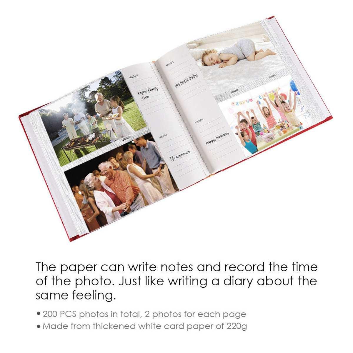 6" 200 Pockets Photo Album Family Memory Pictures Storage Hold Case Baby Wedding Graduation Memory Album Home Decor House Decoration DIY Memorable Gifts For Loved Ones