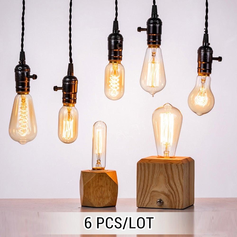 6 pcs/lot Edison Light Bulb Vintage Lamp For Home Bedroom Living Room Decor Vintage Bulbs Antique Style Incandescent Light Bulbs For Chandeliers Wall