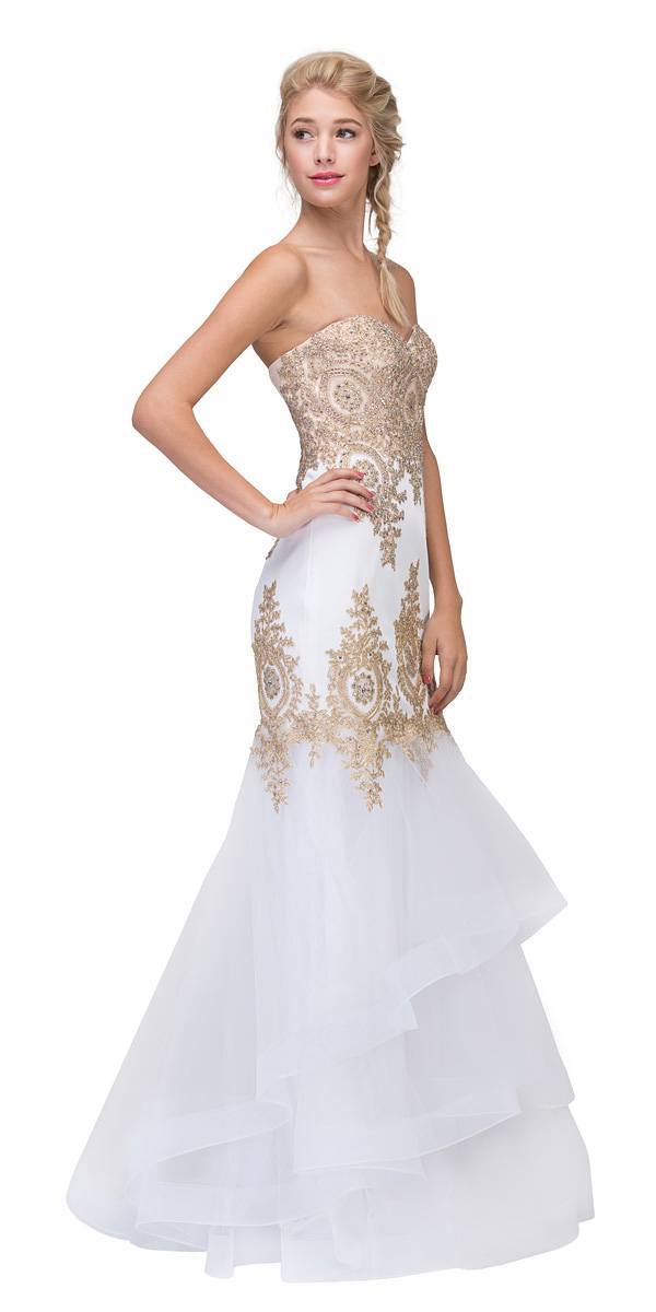 CLEARANCE - Eureka 6009 Strapless Embroidered Gown Layered Skirt (Size XL)