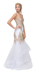 CLEARANCE - Eureka 6009 Strapless Embroidered Gown Layered Skirt (Size XL)