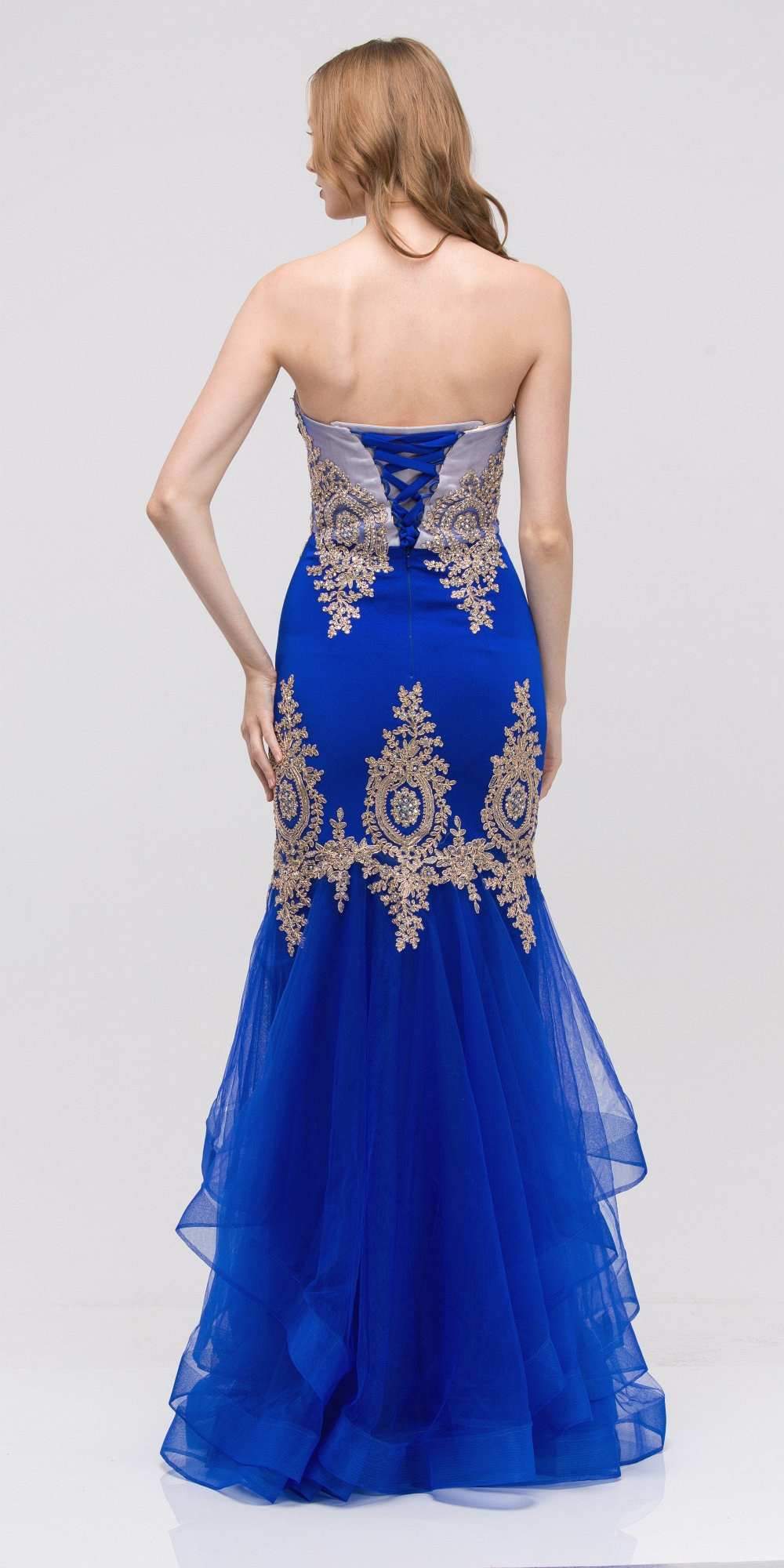 CLEARANCE - Eureka 6009 Strapless Embroidered Gown Layered Skirt (Size XL)