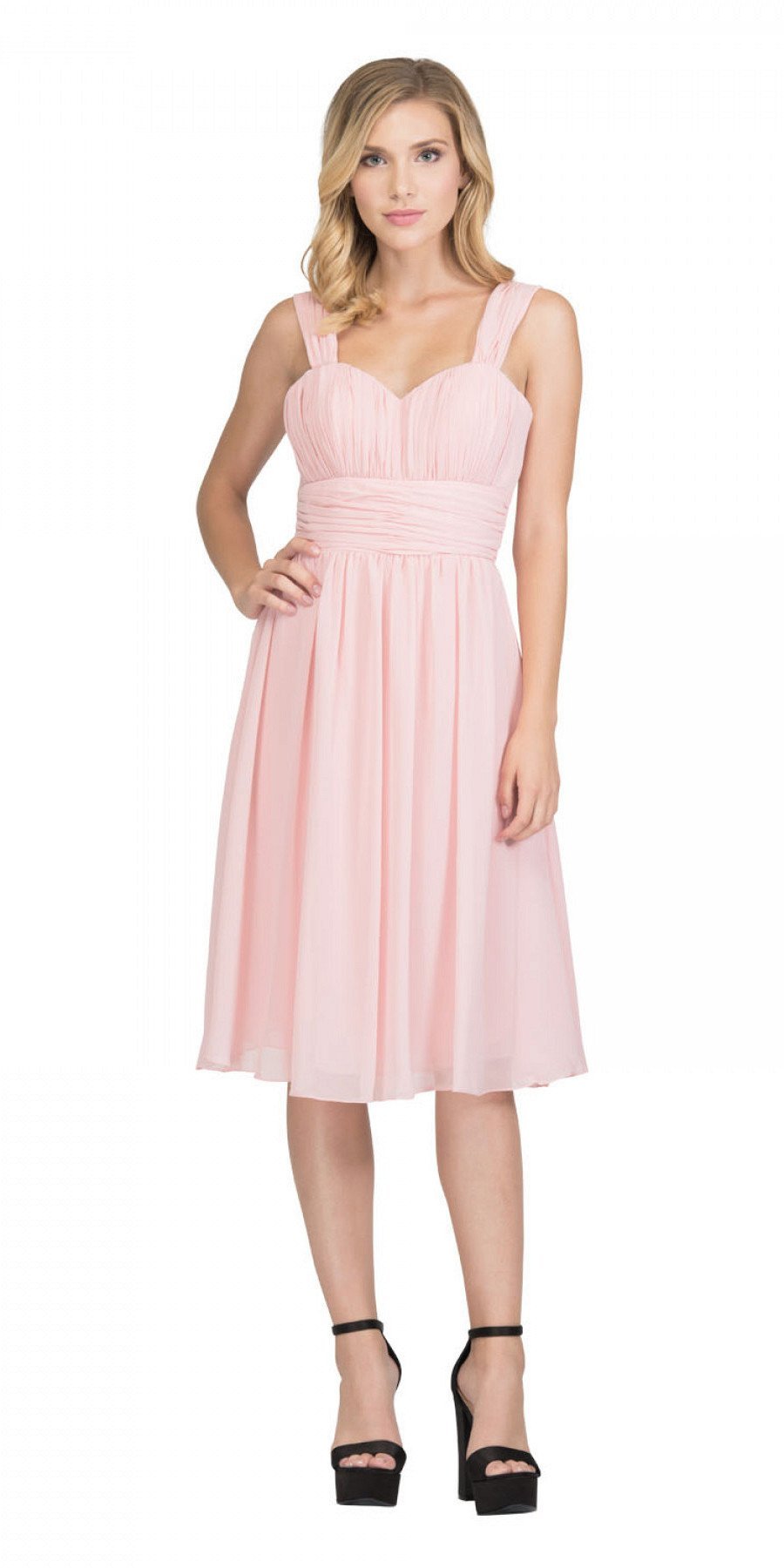 CLEARANCE - Lilac Short Wedding-Guest Dress Ruched-Bodice (Size Medium)