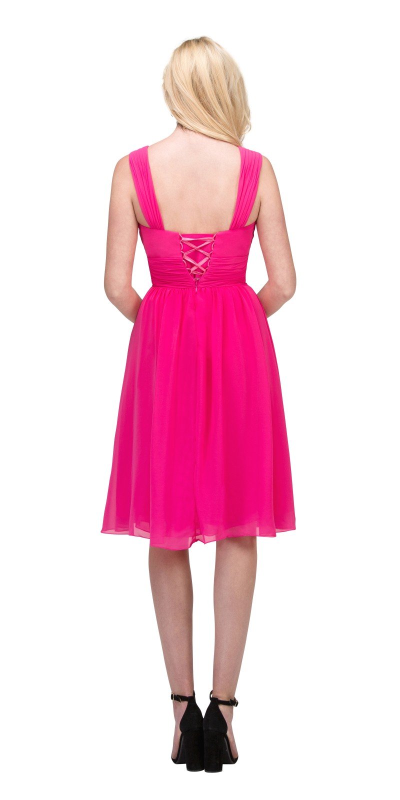 CLEARANCE - Lilac Short Wedding-Guest Dress Ruched-Bodice (Size Medium)