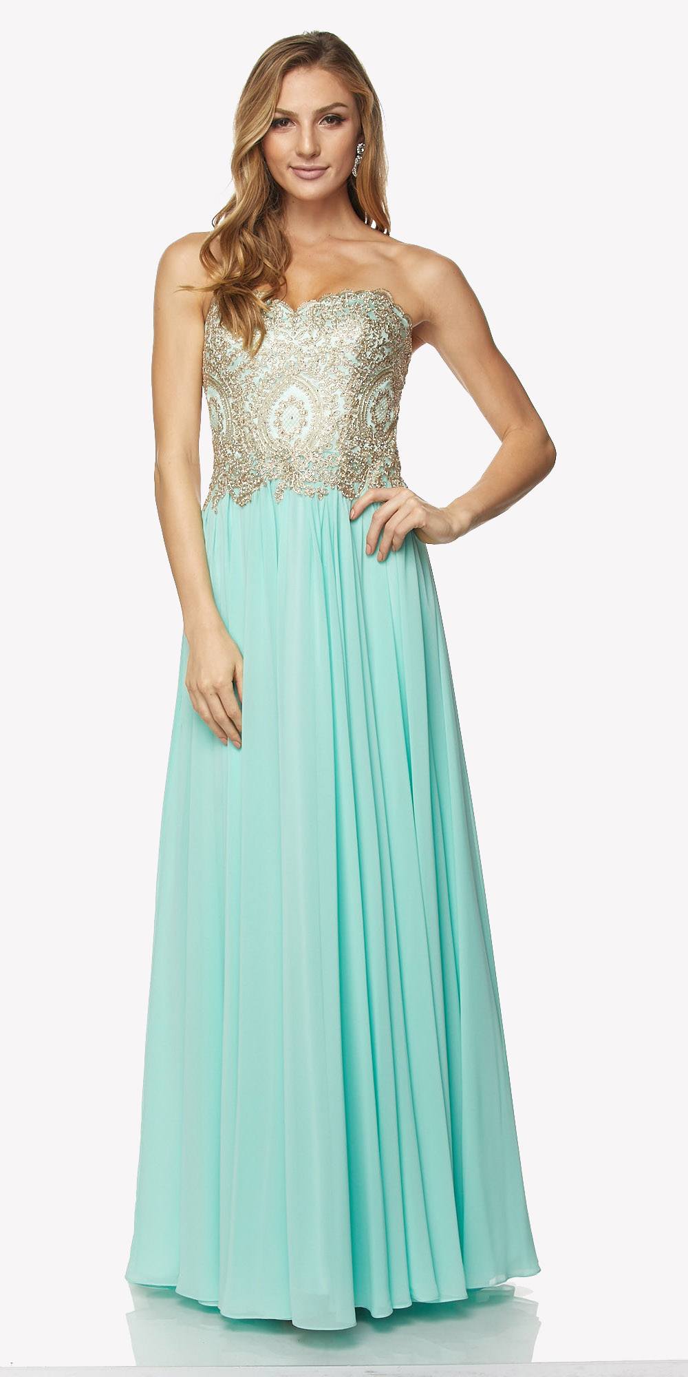 Juliet 608 Embroidered Bodice Long Formal Dress Lace Up Back