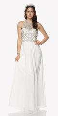 Juliet 609 A Line Chiffon Floor Length Gown Cut Out Back