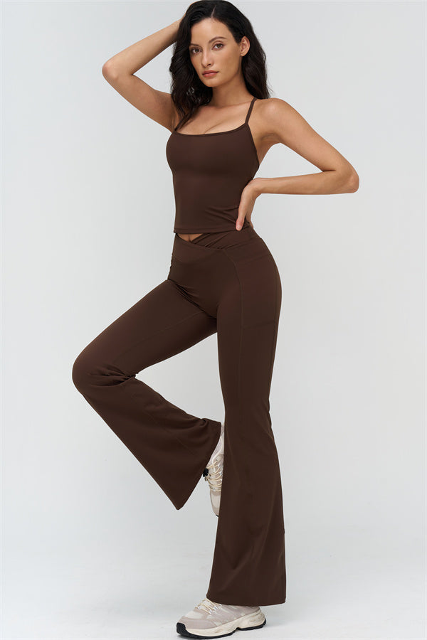 The BoldFit Crop Top Flared Leggings 2-Piece Set