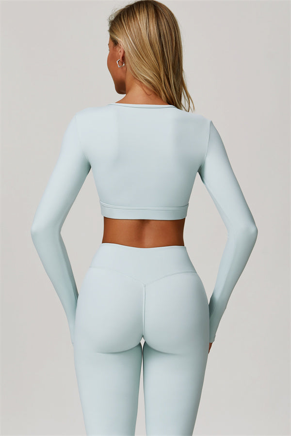 The Lavish Long Sleeve Cut-out Crop Top Flared Leggings 2-Piece Set