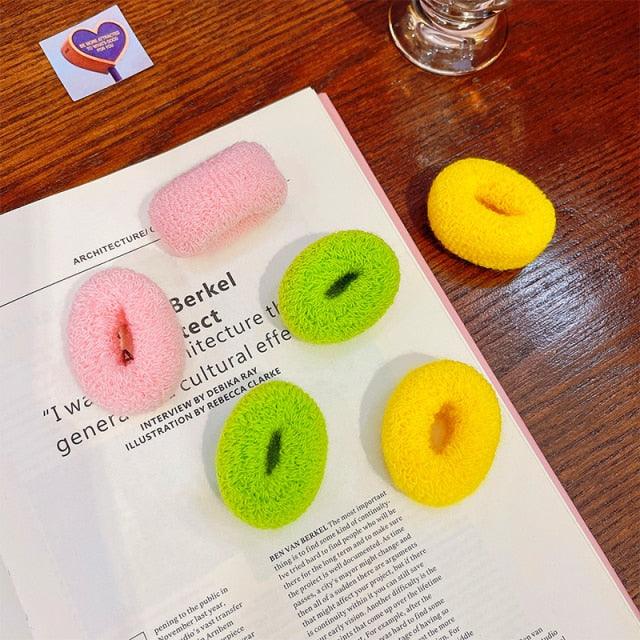 6/12 Pcs Women Girl Cute Knitting Solid Scrunchies Rubber Band Children Soft Elastic Hair Bands Colorful Large Hair Ties, Strong Elastic Hair Bobbles for Ponytail Holder Sweet Hair Accessories Set