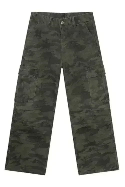 Camouflage Cargo Jeans with Pockets