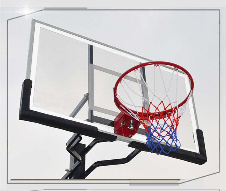 Outdoor Buried Hand-operated Height Adjustable Basketball Stand for Backyard Play