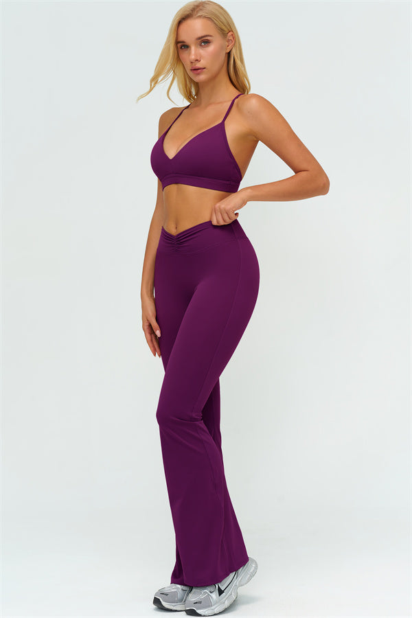 The Lushness Y-Back Sports Bra Flared Leggings 2-Piece Set