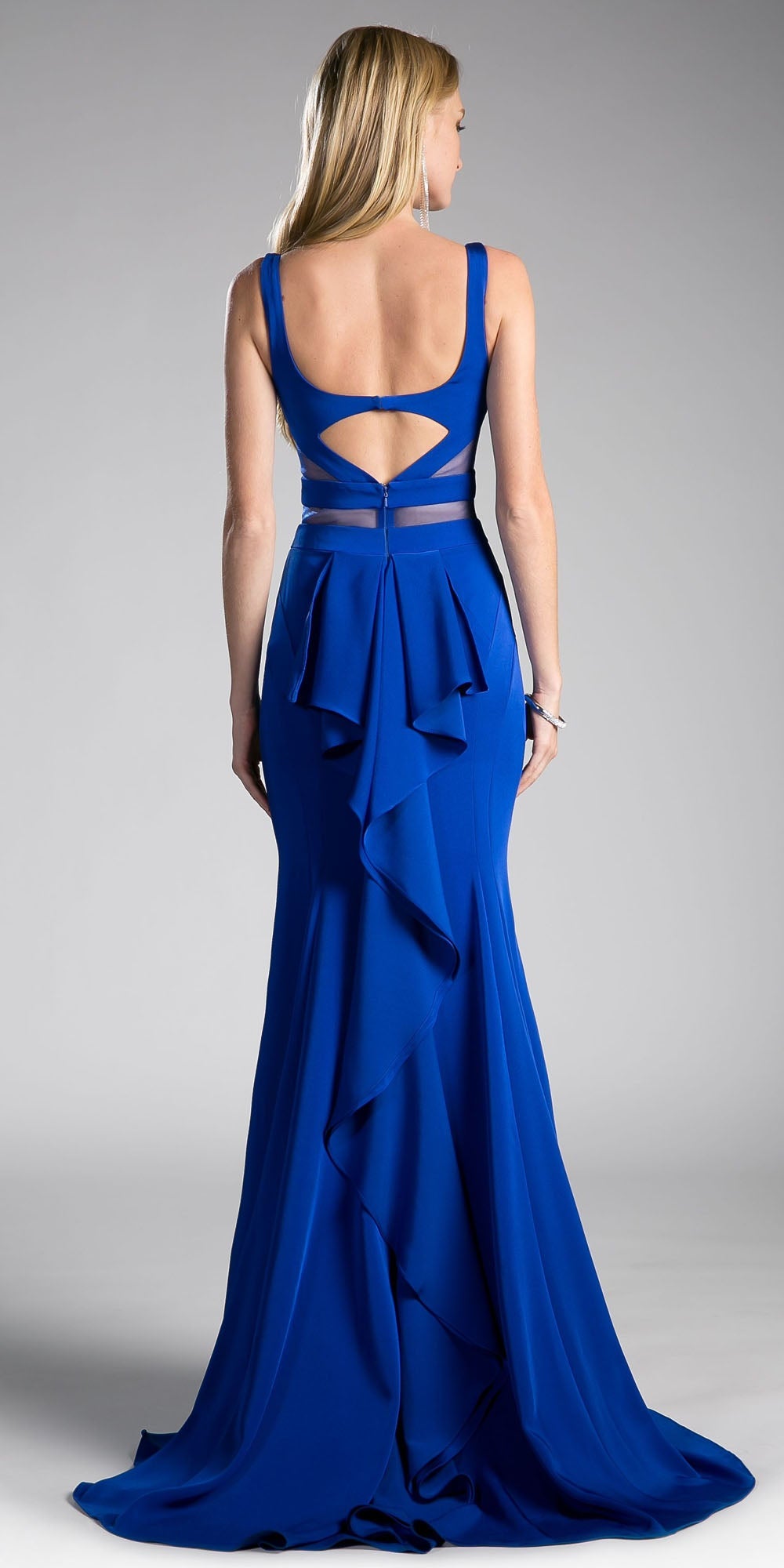 Cinderella Divine 62454 Fitted Jersey Dress Ruffled Cut Out Back