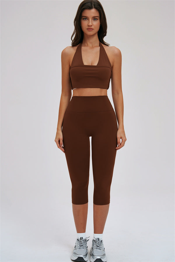 The Twirl Halter Tank Top Capri Leggings 2-Piece Set